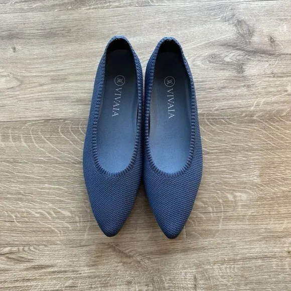 Vivaia Women’s Aria Walker Lightweight Pointed-Ballet Flats Vintage Blue Size 8
