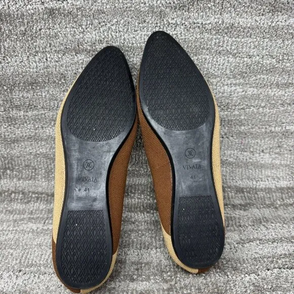 Vivaia Women's Valencia 2.0 V-Cut Pointed Toe Wheat Washable Flats Size 10 US