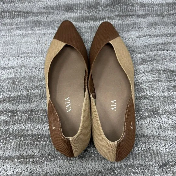 Vivaia Women's Valencia 2.0 V-Cut Pointed Toe Wheat Washable Flats Size 10 US