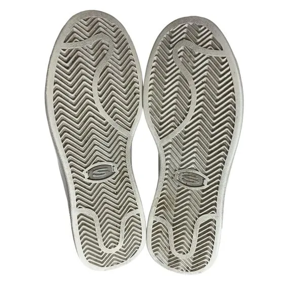 Vtg Skechers White Sneakers 10 Leather Silver Logo Y2k 1990s Shoes WSL Lace up