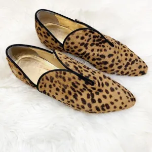 Walter Steiger Leopard Animal Pony Calf Hair Pointed Toe Flats Slip On Womens 36