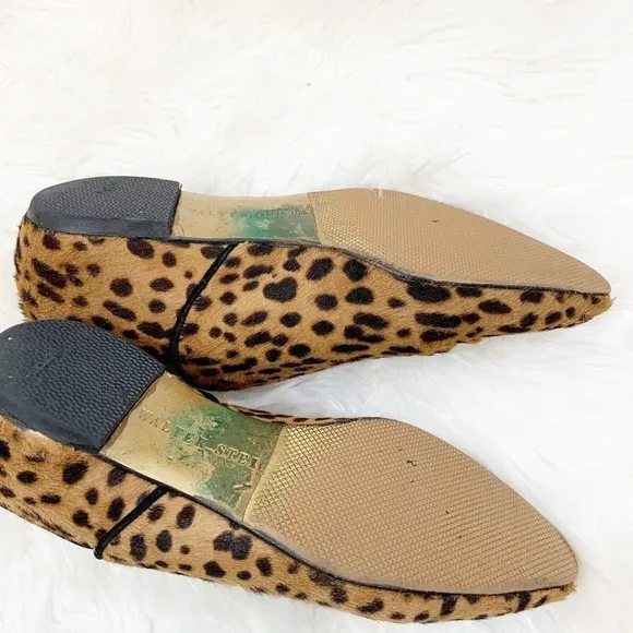 Walter Steiger Leopard Animal Pony Calf Hair Pointed Toe Flats Slip On Womens 36
