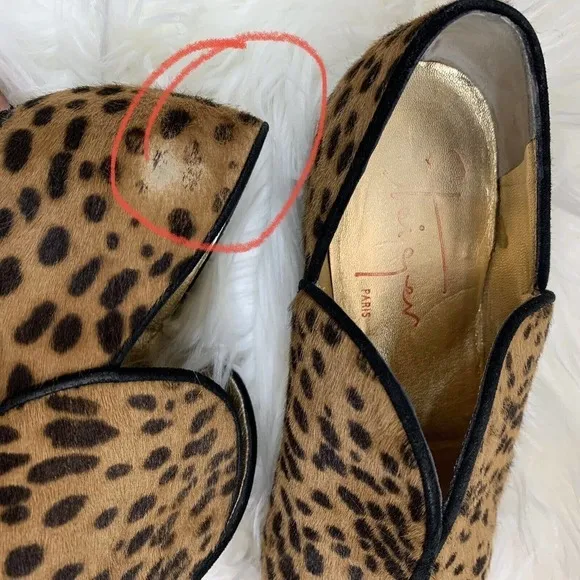 Walter Steiger Leopard Animal Pony Calf Hair Pointed Toe Flats Slip On Womens 36