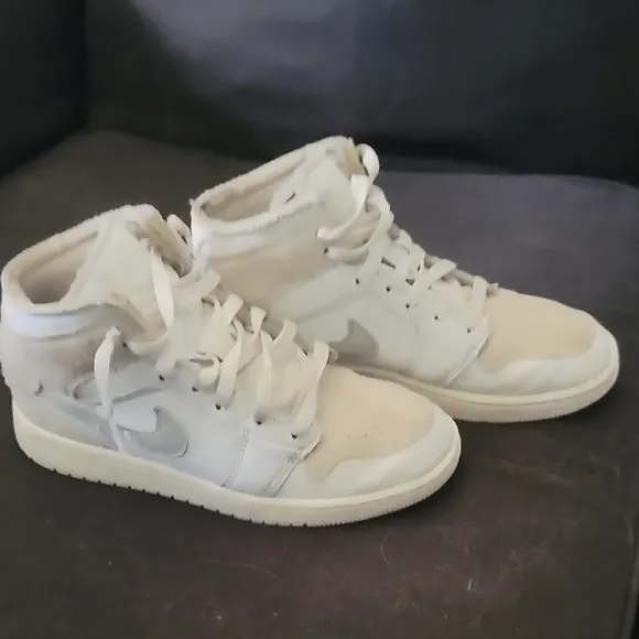 White and Beige Nike Jordans