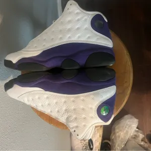 White and Purple High-Top Sneakers Retro 13