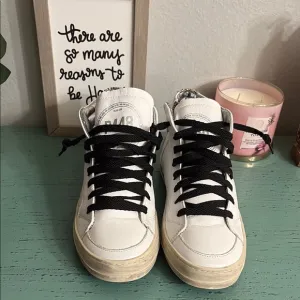 White High-Top P 448 Sneakers with Black Laces SZ 40 EUR box 160