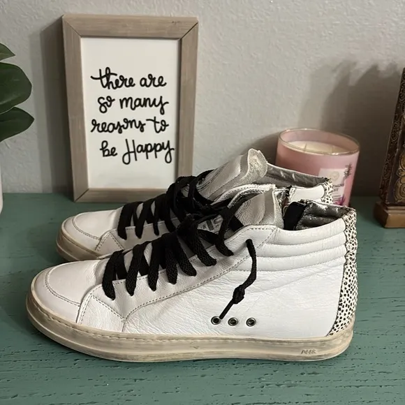 White High-Top P 448 Sneakers with Black Laces SZ 40 EUR box 160