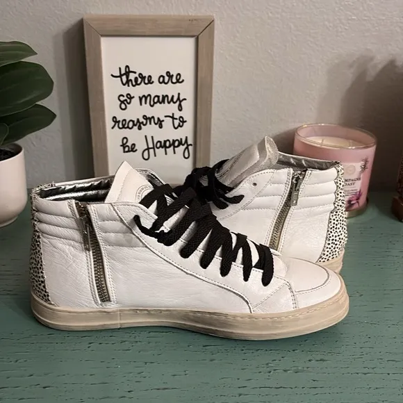 White High-Top P 448 Sneakers with Black Laces SZ 40 EUR box 160