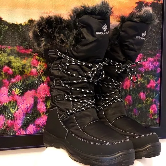 Womens Dream Pairs Winter Waterproof Faux Fur Mid-Calf Hiking Boots