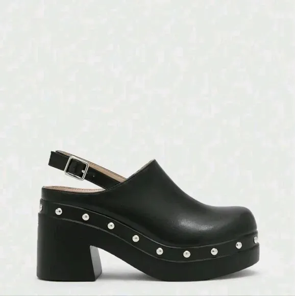 Women's Fashionable Black Wedge Heel Thick Platform Shoes