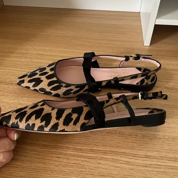 Womens Kate Spade Maritza Pointed Toe Calf Hair Slingback Flats Size 6.5
