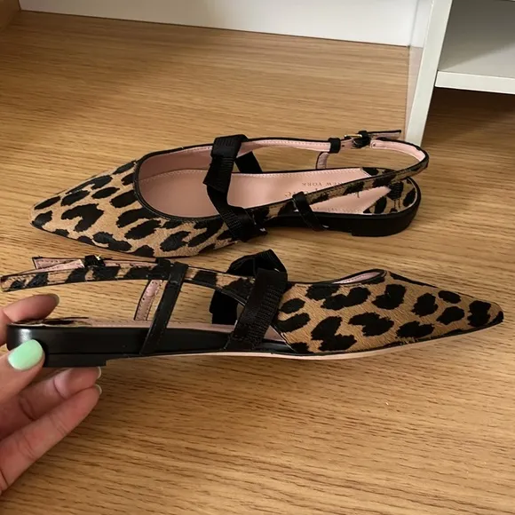 Womens Kate Spade Maritza Pointed Toe Calf Hair Slingback Flats Size 6.5