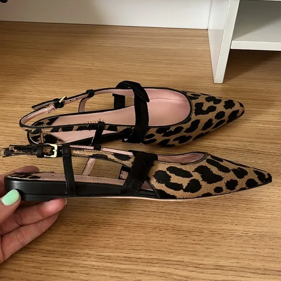 Womens Kate Spade Maritza Pointed Toe Calf Hair Slingback Flats Size 6.5