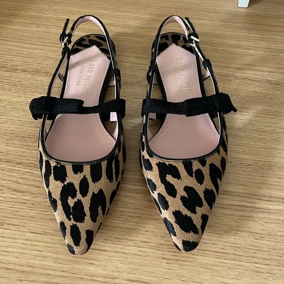 Womens Kate Spade Maritza Pointed Toe Calf Hair Slingback Flats Size 6.5