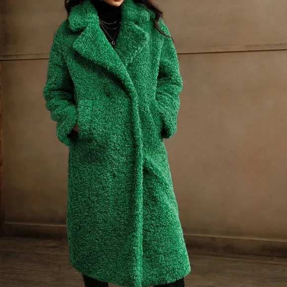 Women's Long Classic Versatile Teddy Fur Coat Fluffy Jacket, Winter