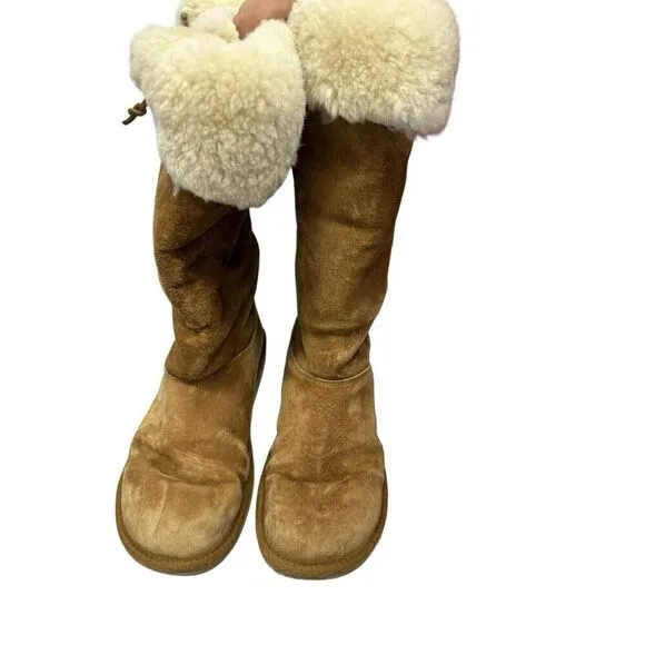 Y2K Snow Bunny UGG Tie Up Lace Boots sz 8