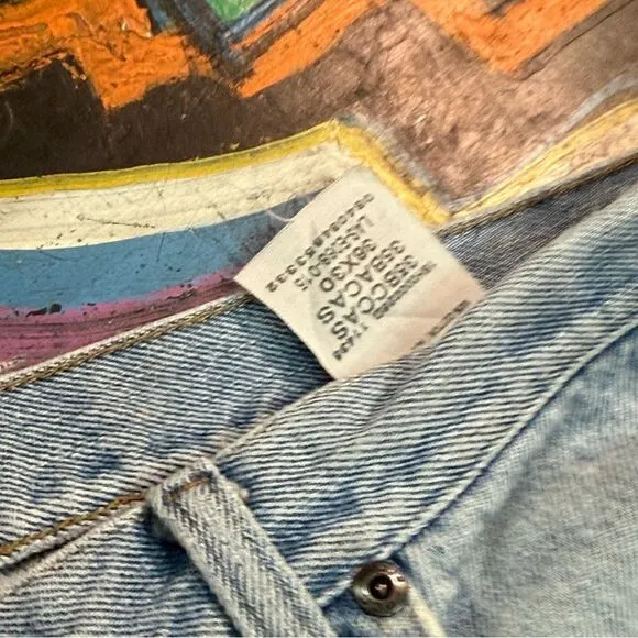 Y2K BCC Blues Distressed Light Wash Jeans - Men’s 36x30 - Camo-Lined Rips