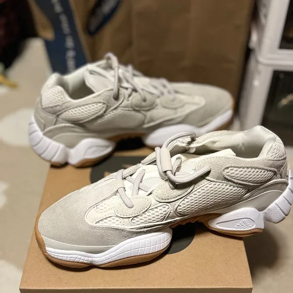 Yeezy Cream and Tan Sneakers with Chunky Design