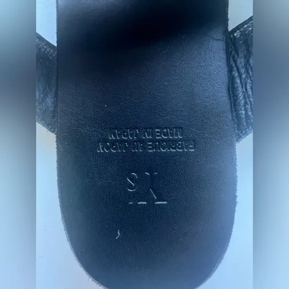 Yohji Yamamoto Sandals Semi-Gloss Tanned Leather Flat Black Size 6,5