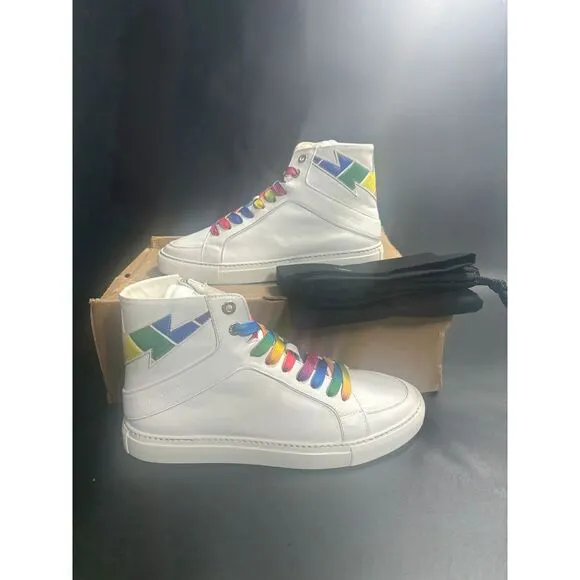 Zadig &amp; Voltaire NIB Men's‎ Zv1747 High Flash Pride Sneakers in FR43/US10 $498