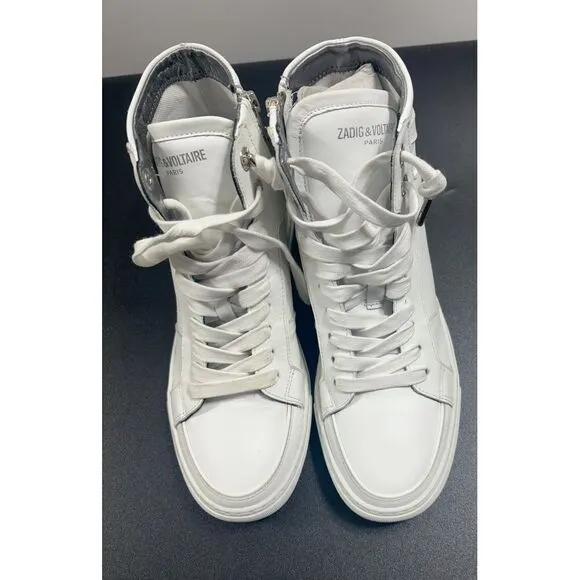 Zadig &amp;‎ Voltaire Women's White Flash High Top Sneaker Shoe Size EU 38