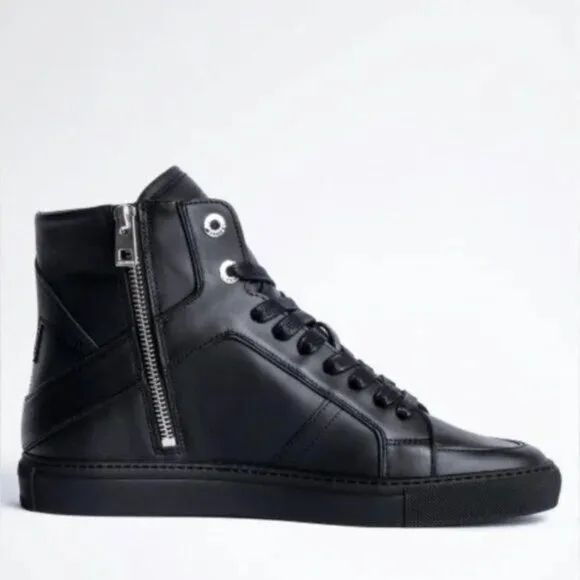 Zadig and Voltaire ZV1747 High Flash Sneakers Zipper Lightning Bolt High Top