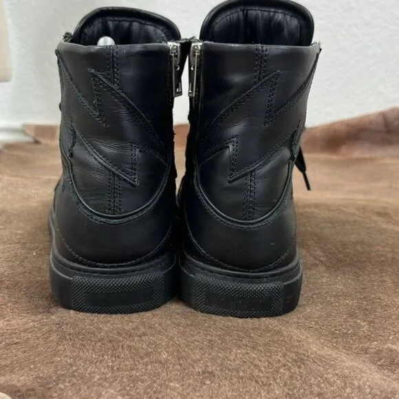 Zadig and Voltaire ZV1747 High Flash Sneakers Zipper Lightning Bolt High Top