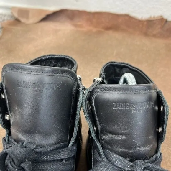 Zadig and Voltaire ZV1747 High Flash Sneakers Zipper Lightning Bolt High Top