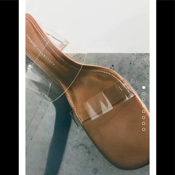 Zara clear strappy vinyl heeled sandals 6.5 like new