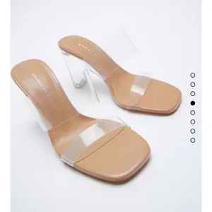 Zara clear strappy vinyl heeled sandals 6.5 like new