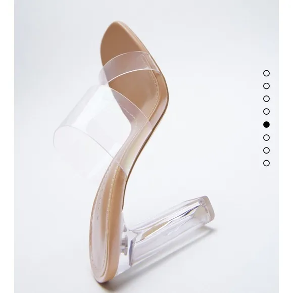 Zara clear strappy vinyl heeled sandals 6.5 like new