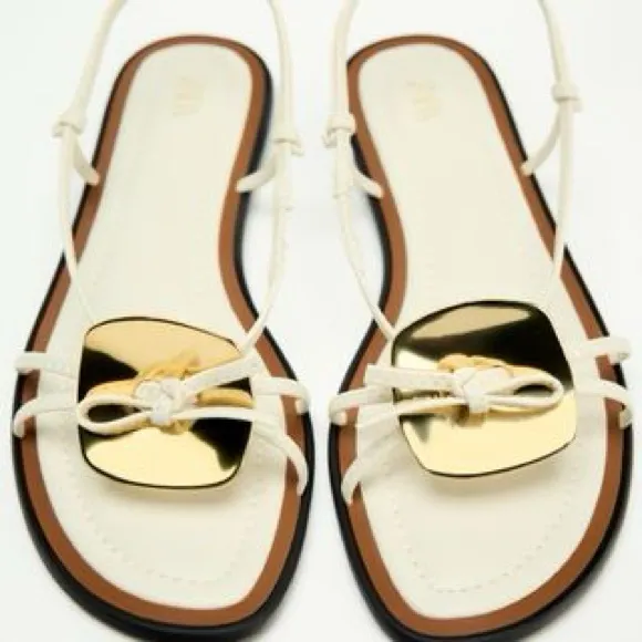 Zara embellished flat sandal size 8