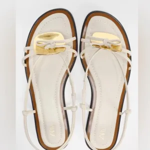 Zara embellished flat sandal size 8