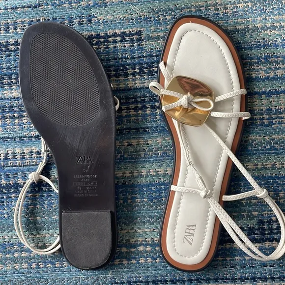 Zara embellished flat sandal size 8