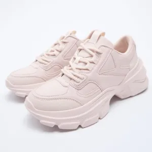 Zara pink Chunky Sneakers with Platform Sole