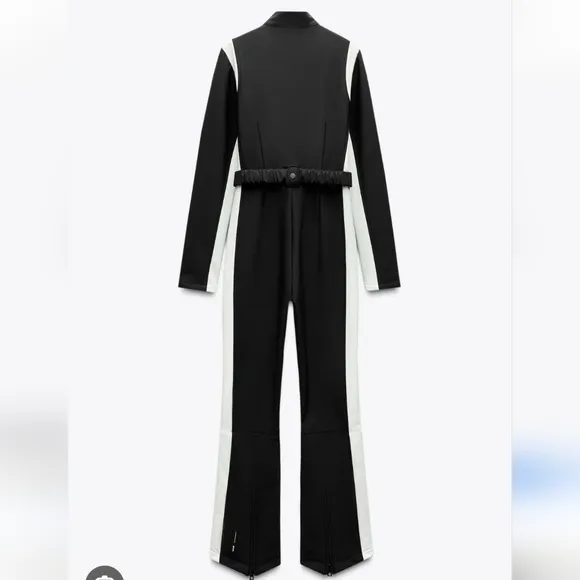 Zara RECCO Water Resistant &amp; Wind Protection Ski Jumpsuit Black &amp; White Size S