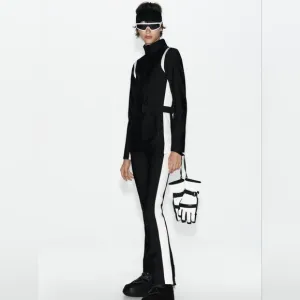 Zara RECCO Water Resistant &amp; Wind Protection Ski Jumpsuit Black &amp; White Size S