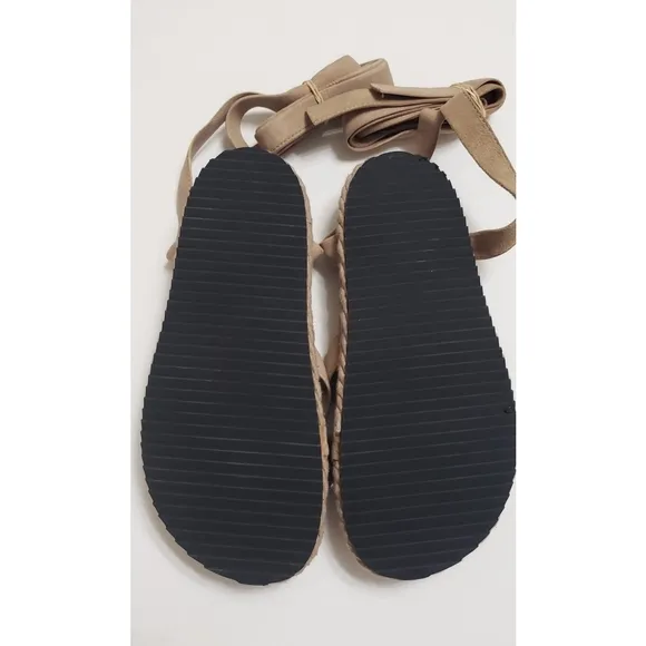 ZARA SRPLS Leather Lace Up Espadrilles Women's Size 6