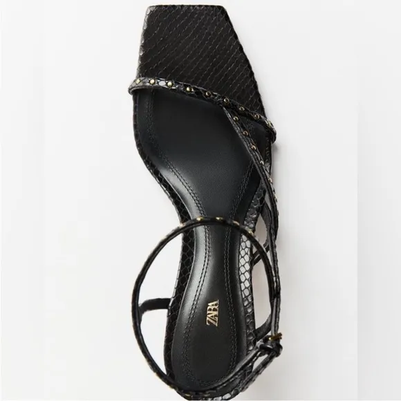 Zara studded leather heeled sandals