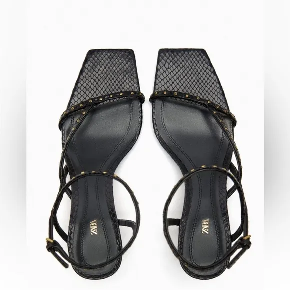 Zara studded leather heeled sandals