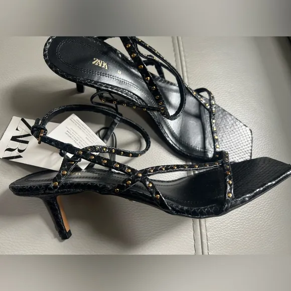 Zara studded leather heeled sandals