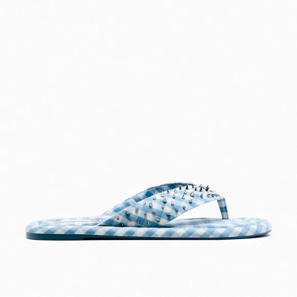 Zara studded quilted flat sandals