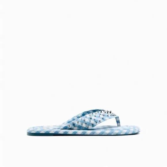 Zara studded quilted flat sandals