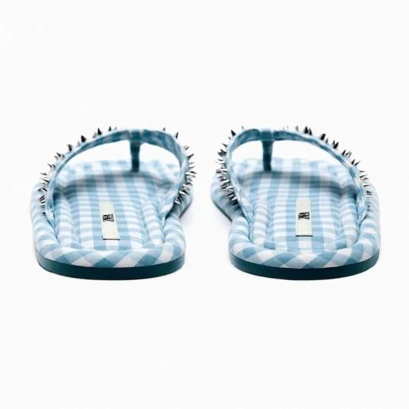 Zara studded quilted flat sandals