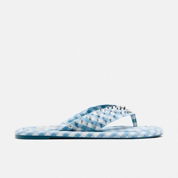 Zara studded quilted flat sandals