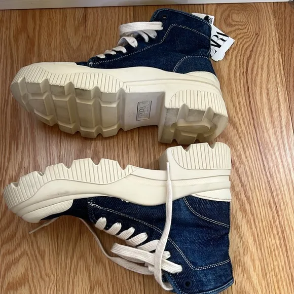 Zara SZ 36 denim chunky sneakers.
