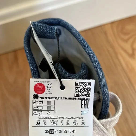 Zara SZ 36 denim chunky sneakers.