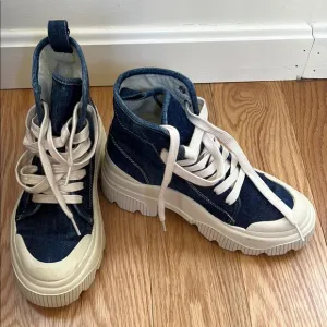 Zara SZ 36 denim chunky sneakers.
